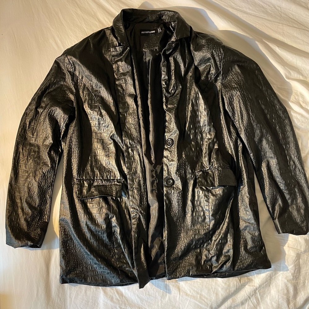 PLT black snake skin leather jacket/blazer